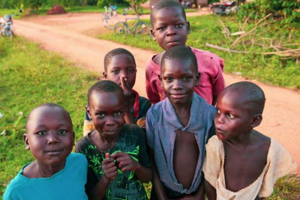 A group of children standing next to each other.